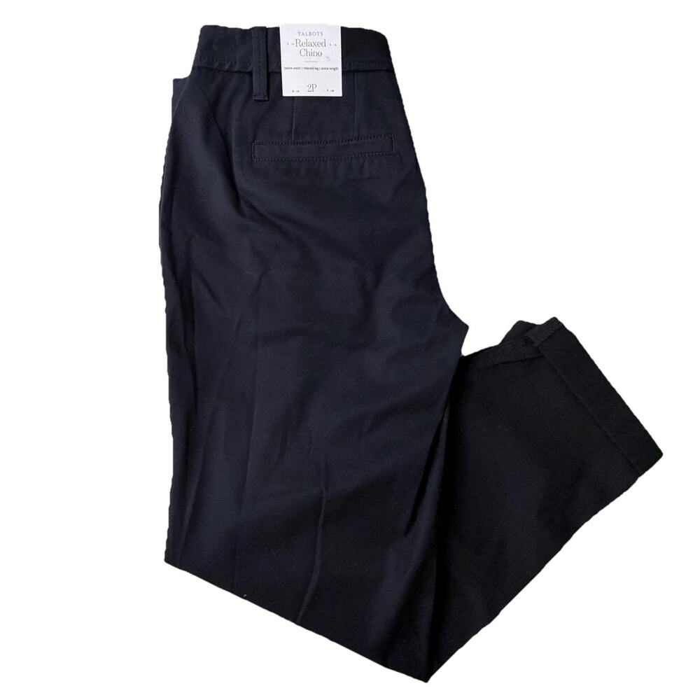 TALBOTS Signature Ankle Casual Pants Size 2-Petite (2P) Womens Black NEW